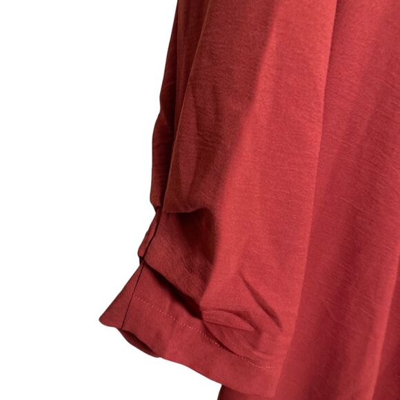 Soho Sweater Women's 2X Red Open Cardigan Solid Career Ruffle 3/4 Sleeve NWT - Picture 4 of 10